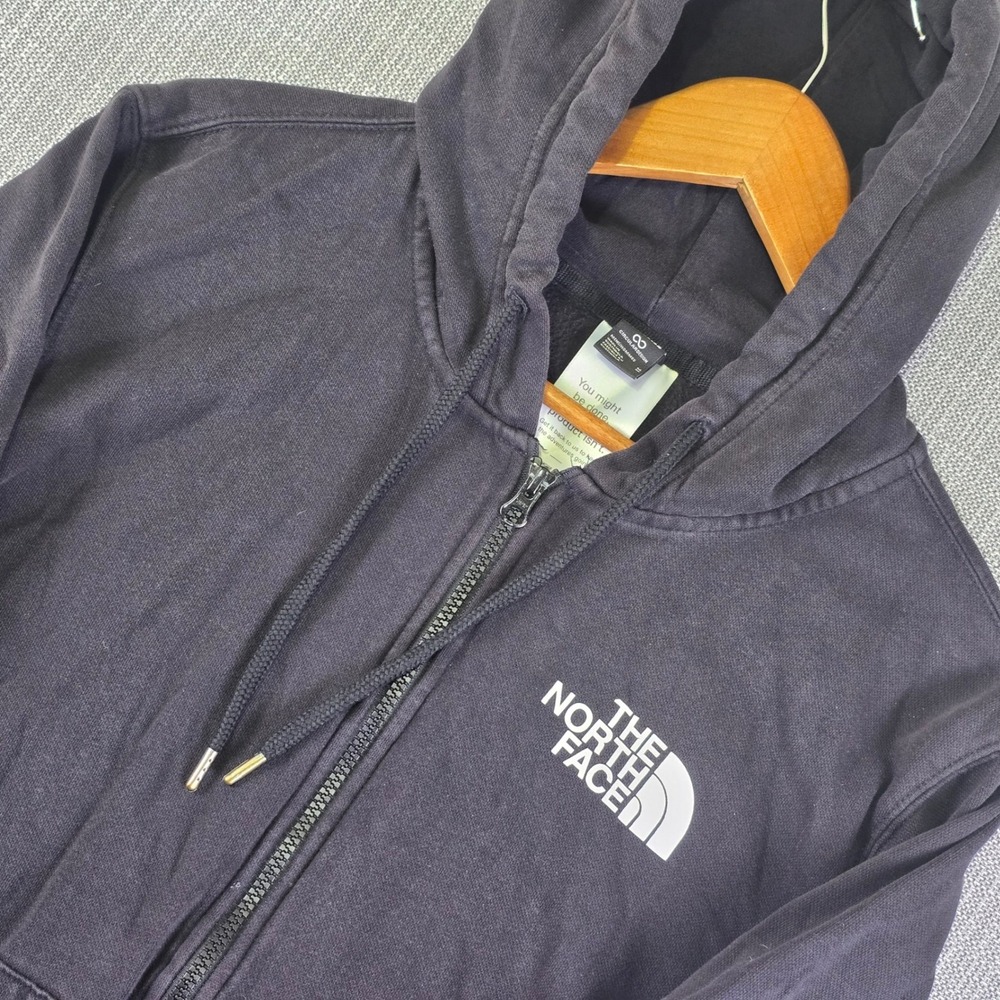 The North Face Hoodie Mens M Black Full Zip Graphic Streetwear Fleece Sweatshirt